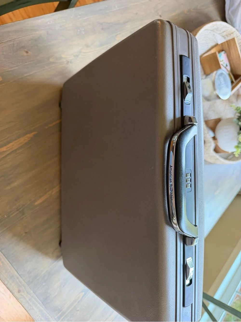 American Tourister Black and Silver Luggage Handle with Combination Lock